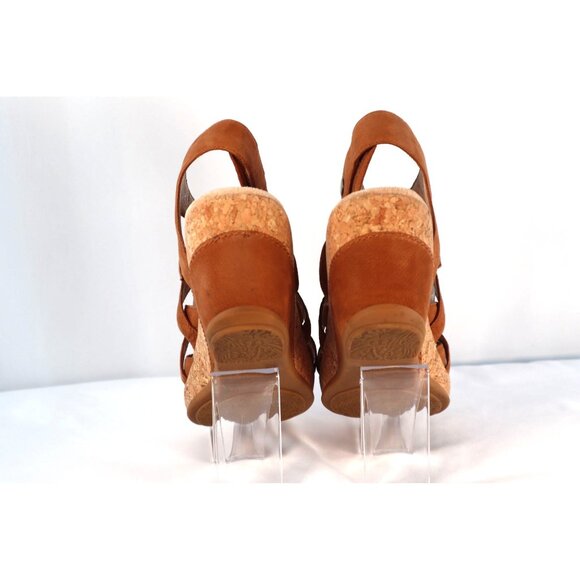 Dansko Women's EUR 39 US 8.5 Tan Leather Cork‎ Wedge Sandals - Picture 3 of 8